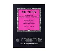 Arches - Papel de acuarela, bloc 12 hojas engomado 1 lado, grano satinado, 300 g/m², 26 x 36 cm