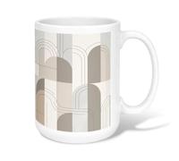 Arches - Taza de café de cerámica, diseño moderno minimalista con líneas geométricas, ninguno neutro, taza de té con asa, ideal para amistad, familia, colegas, profesores, personal de novia, 15 onzas