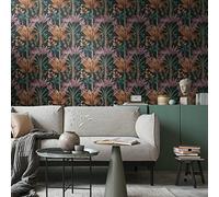 Architects Paper Arcade 391721 - Papel pintado para pared, diseño floral, color negro, naranja, rojo y verde