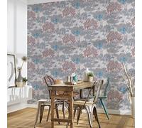 Architects Paper Papel Pintado Floral Colorido Blanco Gris Azul Rosa Arcade 391732 - Papel pintado no tejido Plantas - 10,05 m x 0,53 m Fabricado en Alemania