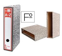 Archivador de palanca liderpapel carton forrado folio jaspeado gris con caja classic red