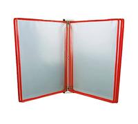 Archivador De Pared De 5 Paneles De Doble Cara, Exhibición De Libro Giratorio De Póster De Carpeta A4, Soporte De Exhibición De Página Transparente De PVC + Metal, L23 * H33cm(Red)