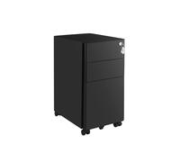 SONGMICS Cassettiera da Ufficio, Mobiletto per Documenti con Rotelle e Serratura, Corpo Preassemblato, per A4, Formato Legale e di Lettera, Cancelleria e Cartelle Sospese, Nero OFC030B01