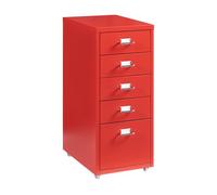 Archivador móvil kökar con 5 cajones 69x28x41 cm acero - rojo [en.casa]