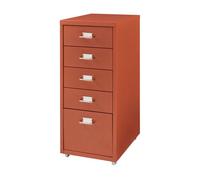 Archivador móvil kökar con 5 cajones 69x28x41 cm acero - rojo ladrillo [en.casa]