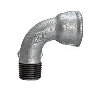 Arco 1a, corto, 90°, IG/AG, Rp/R 3/4, temperatura de funcionamiento de -20 °C a 300 °C, fundición maleable negra, galvanizado al fuego, DIN EN 10242