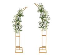 Arco de boda de metal, juego de 2 unidades, 2,1 m y 1,9 m, color dorado | Soporte de arco estable con base pesada - como arco de uva, arco de globos o estructura de flores para bodas