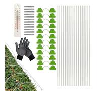 Arco de cobertura de filas, varios arcos de túnel, arco de apoyo para plantas de 42,7 cm con medidor de temperatura y guantes, para uso en bancal alto con red para fresas