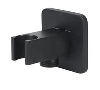 Arco de conexión de pared con soporte de ducha, soporte de ducha de mano con codo de conexión de pared de 1/2", conector de manguera cromado con soporte de ducha, soporte universal para ducha, fácil