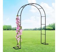 Arco de jardín de acero inoxidable con enrejado de metal, soporte resistente para plantas, ajustable, 80-350 cm, cenador negro para plantas trepadoras, 320 x 230 cm, perfecto para arcos de jardín y