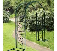 Arco de jardín de metal inoxidable para plantas trepadoras, enrejado de rosas resistente de 140 a 340 cm, color negro, ideal para entradas de jardín y decoración al aire libre (tamaño: 260 x 230 x 40