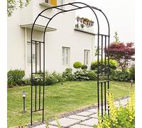 Arco de jardín de metal para plantas trepadoras, cenador de pérgola negro resistente a la intemperie para rosas, vides y flores, perfecto para patio, césped, terraza y decoración de eventos, 210 cm