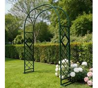 Arco de jardín de metal resistente, cenador de acero galvanizado para plantas trepadoras y rosas, varios tamaños, 140-340 cm de ancho, soporte de enrejado duradero para exteriores, acabado verde