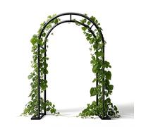Arco de jardín de metal resistente de 2 m para plantas trepadoras, enrejado de boda al aire libre, eje de acero negro para patio trasero Ln y par Det (0,8 x 2,0 m)