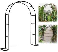 Arco de jardín extra ancho de 300/350 cm, cenador negro alto para plantas trepadoras, rosas y vides de uva, enrejado perfecto para bodas, 140 x 230 cm