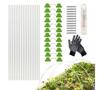 Arco de jardín para cubrir filas múltiples arcos de túnel | Arco largo de 42,7 cm con indicador de temperatura y guantes para bancal elevado, red de filas para cubrir verduras
