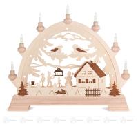Arco decorativo con forma redondeada, con niños junto a una caseta para pájaros, con iluminación eléctrica. Dimensiones: 42,5 cm de ancho x 48 cm de alto x 6,5 cm de profundidad. Nuevo