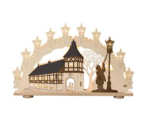 Arco decorativo XXL-3D "Romance de la ciudad antigua", con 10 luces eléctricas, iluminación interior. Dimensiones: 112 x 71 x 10 cm. Producto nuevo