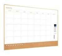 ARCO alendario de borrado en seco, pizarra blanca de corcho, pizarra blanca magnética de 36 x 24 pulgadas, calendario de borrado en seco para pared, marco dorado, pizarra combinada mensual para