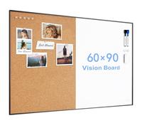ARCO ombo de pizarra de corcho blanca, tablero de anuncios de 36 x 24 pulgadas, pizarra magnética de borrado en seco y tablero de corcho para pared, tablero de visión para el hogar, oficina,