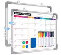 ARCOBIS Pizarra blanca magnética pequeña, mini A3, 40 x 30 cm, pizarra magnética de pared de doble cara para planificación, lista de tareas, escuela, hogar, oficina (planificador mensual)