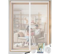 ARCOL Mosquitera Ventana Magnética 110x150 cm de Fibra de Vidrio - Adiós a los Mosquitos en 3 min, Malla Ultra-Fina, Cierre Automático con Imanes y Pesos, Cinta de Fijación Extra Ancha (Blanco)