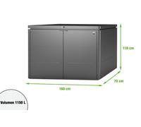 Arcón de metal para exterior biohort highboard 160 x 118 x 70 cm y capacidad de 1150 l
