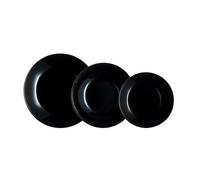 Luminarc Juego de vajilla Arcopal Zelie de vidrio negro, 12 piezas, 4 plazas, negro