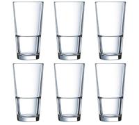 Arcoroc Set de 6 vasos altos Stack Up de vidrio 29 cl | Transparente, Vidrio, formato alto, acabado brillo, 6 piezas