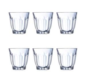 Arcoroc Set de 6 vasos bajos Arcadie de vidrio 35 cl | Transparente, Vidrio, formato cónico, acabado con relieve, 6 piezas