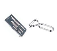 Arcos 807610 Juego Cuchillos de Cocina de 3 piezas, Acero_Inoxidable, Blanco & Gadgets Profesionales, Pelador de Frutas Pelador de Verdura, Acero Inoxidable Cromado, Color Plata, 110 mm