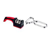 Arcos Afiladores, Afilador de Cuchillos de Mano, Hecho de ABS + TPE + Gadgets Profesionales, Pelador de Frutas Pelador de Verdura, Acero Inoxidable Cromado, Color Plata