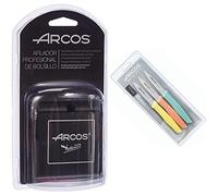 Arcos Afiladores, Afilador Profesional de Bolsillo para Cuchillos, Hecho de Plástico Color Negro & Nova, Cuchillos Mondadores, Acero Inoxidable, Multicolor, 85 mm (Paquete de 3)
