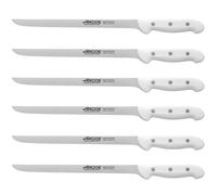 ARCOS Artika - Cuchillo Jamonero (275 mm) - Hoja de Acero Inoxidable Nitrum® - Mango Blanco de Polipropileno (PP) - 151224 - PACK de 6