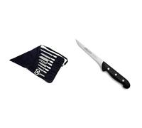 Arcos Bolsa Portacuchillos de 8 Piezas para Guardar Cuchillos. Color Negro & Cuchillo deshuesador con Hoja Acero Inoxidable Nitrum 160 mm