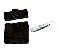 Arcos Bolsas para Cuchillos, Bolsa para Cuchillos con Capacidad para 12 Piezas, 100% Poliester 730 X 510 Mm, Color Negro, Cuchillos No Incluidos + 605 Pinza para Pescado, Acero Inoxidable, 110 Mm