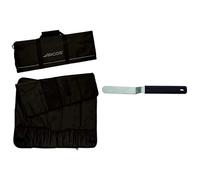 Arcos Bolsas Para Cuchillos, Bolsa Para Cuchillos Con Capacidad Para 12 Piezas + Gadgets Profesionales, Espátula De Cocina, Acero Inoxidable 90 X 20 Mm, Mango De Polipropileno Color Negro
