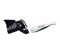 Arcos Bolsas Para Cuchillos, Bolsa Para Cuchillos Con Capacidad Para 17 Piezas, 100% Poliester 520 X 920 Mm, Color Negro, Cuchillos No Incluidos + 605 Pinza Para Pescado, Acero Inoxidable, 110 Mm