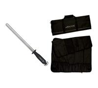 Arcos Chairas Afilador manual de cuchillos Cuerpo de Acero al Carbono recubierto + 690500 Bolsa con 12 compartimentos para cuchillos