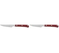 Arcos Cuchillo Chuletero Hoja Serrada Acero Inoxidable Nitrum 115 mm - Ideal para Carnes - Mango Polioximetileno Rojo - Serie Cuchillos de Mesa (Paquete de 2)