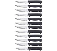 Arcos Cuchillo Mesa | Cuchillo Chuletero | Cuchillo Carne| Cuchillo de Mesa | Pack 12 Unidades| Hoja de Acero Inoxidable115 mm, Mango de Polipropileno Color Negro