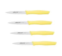 Arcos Cuchillo Mondador Acero Inoxidable NITRUM 100 mm - Ideal para Pelar Frutas y Verduras - Mango Antideslizante Polipropileno - Serie Nova (Paquete de 4)