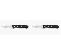 Arcos Cuchillo Pelar con Remaches Acero Inoxidable. Cuchillo Cocina para Pelar Frutas y Verduras. Mango Ergonómico Polioximetileno y Hoja 75mm. Serie Universal. Color Negro. (Paquete de 2)