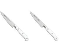 Arcos Cuchillo Pelar Forjado Acero Inoxidable. Cuchillo Cocina para Pelar Frutas y Verduras. Mango Ergonómico Polioximetileno y Hoja 100mm. Serie Riviera Blanc. Color Blanco. (Paquete de 2)