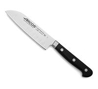 Arcos Cuchillo Santoku Acero Inoxidable. Cuchillo japonés afilado para pescado, carne y verduras. Mango ergonómico polioximetileno y Hoja 140 mm. Serie Opera. Color negro.
