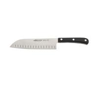 Arcos Cuchillo Santoku Acero Inoxidable Nitrum 180 mm - Hoja Resistente y Duradera, Mango Ergonómico POM Negro, Ideal para Cocina Diaria, Corte Preciso y Seguro
