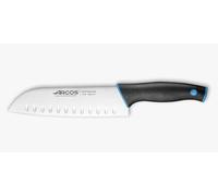 Arcos Cuchillo Santoku Alveolos - Acero Inoxidable Nitrum - 18 cm Hoja - Mango Ergonómico Negro Azul - Ideal Carne, Pescado, Verdura - Serie Duo