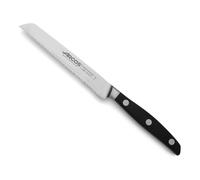 Arcos Cuchillo Tomate Forjado Acero Inoxidable 130 mm - Mango Ergonómico POM Negro, Borde Serrado para Rebanadas Perfectas - Serie Manhattan, Calidad Profesional Black