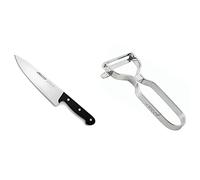 Arcos Cuchillo Universal Cocinero 200mm, Acero Inoxidable, Plateado, 200 mm + Gadgets Profesionales, Pelador de Frutas Pelador de Verdura, Acero Inoxidable Cromado, Color Plata
