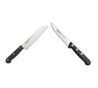Arcos Cuchillo Universal Santoku 170Mm, Acero Inoxidable, Plateado, 33X7X2 Cm + Cuchillo Universal Verduras 100Mm, Acero Inoxidable, Plateado, 25X7X2 Cm